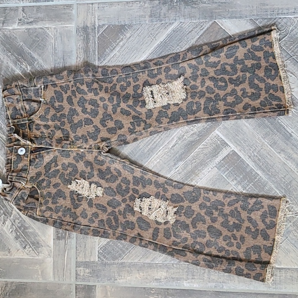 Cheetah print bell bottom pants